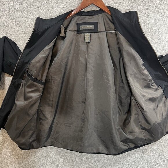 Banana Republic Black Lined Light Jacket Mens XL With Pockets - Picture 10 of 15